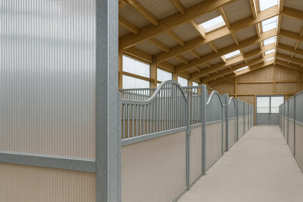Wydzielone miejsce w stajni – dlaczego osłony są kluczowe dla budynków inwentarskich? Z czego powinny być wykonane?